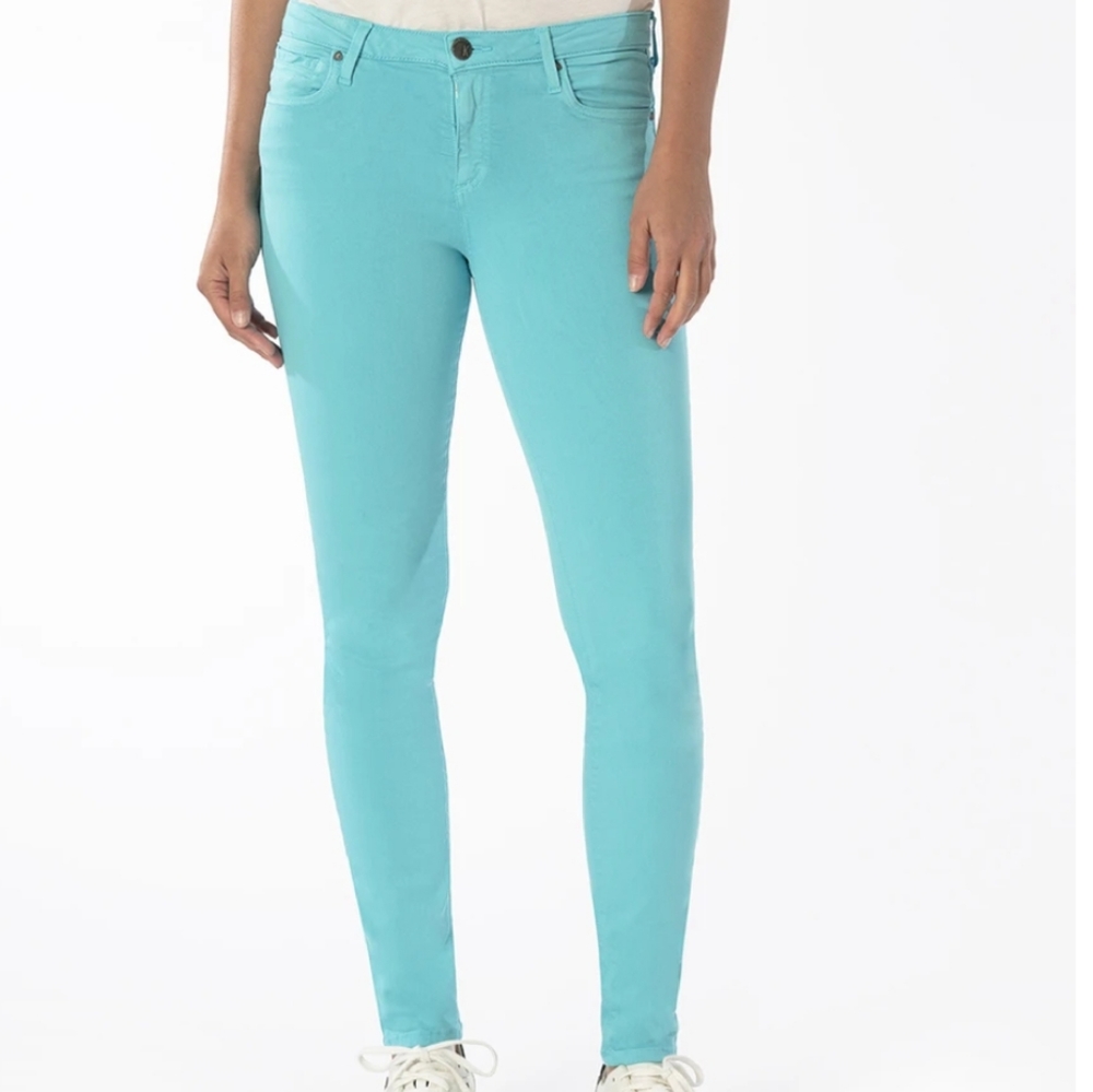 Kut from the Kloth Ankle skinny aqua blue jeans